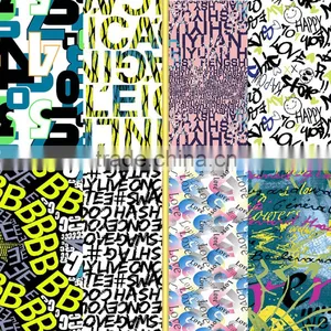 Colorful Letters Figures Design Printing Swimwear Fabric /Printed Nylon Spandex Fabric for Underwear thumbnail-1