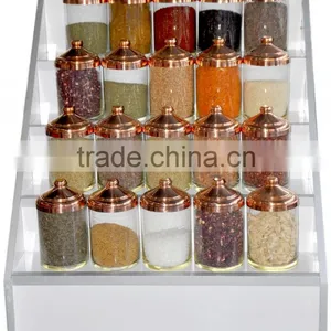 Glass Candy Jar With Copper Cover, Spice Jars, Sweet and Dragee Glass Jars With Lids, Pedestal Glass Candy Jar BK2025 thumbnail-3