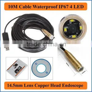 10M USB Cable Length Classic Copper Head Industrial Endoscope 14.5mm Lens USB Endoscope 4 LED IP67 Waterproof Camera Endoscope thumbnail-1