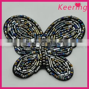 Keering Butterfly Design Handmade Embroidered Beaded Stone Appliques Wholesale WPH-1825 thumbnail-1