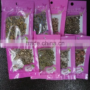 500pcs 3mm Glass Gems Stone Nail Jewelry With Gold Metal Ring thumbnail-1