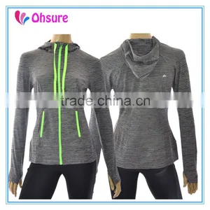 90% Nylon 10% Spandex Womens Sports Jacket Dry Fit Strip Gym Jacket thumbnail-1