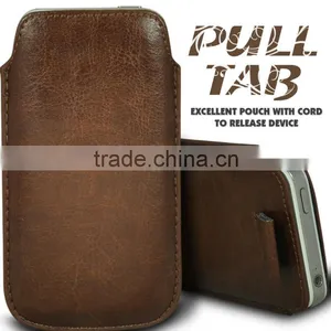 Wallytech Soft PU Leather Pull TAB Slip Pouch Case Cover For Samsung Galaxy S4 I9500 Pull Leather Case thumbnail-1