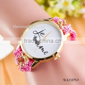 New Classic Geneva Ethnic Braided Analog Quartz Chain Jetaime Stainless Steel Watch thumbnail-5