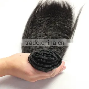 Kinky Straight Clip in Human Hair Extensions Brazilian Hair Wholesale Distributors thumbnail-2