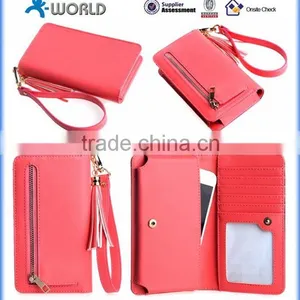 Cute Zipper Leather Wallet Case For IPhone 6S With Wrist Strap thumbnail-3