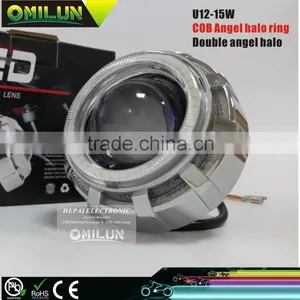 Hot Sell Double Angel Eyes Motorcycle LED Headlight With Projector Lens thumbnail-3