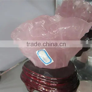New Arrival Natural Pink Quartz Crystal Animal Carving, Fish Carving thumbnail-1