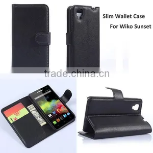 Slim Wallet Leather Flip Case For Wiko Sunset thumbnail-1