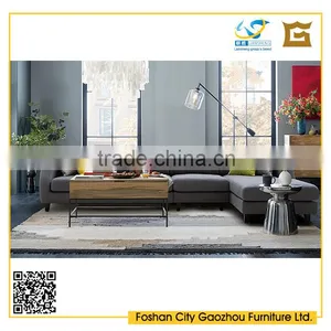 Contemporary Style Nordic Wooden Legs L-shaped Sectional Sofa Leisure Style Durable Fabric Sofa in Living Room thumbnail-2