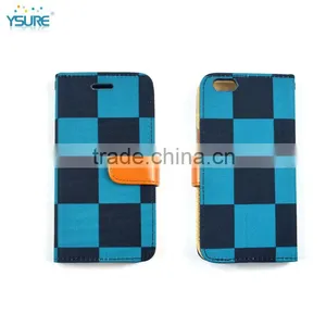 2015 New Design Special Grid Pattern Denim Leather Case For Wiko Darkfull With Card Slots and PVC ID Slot thumbnail-1