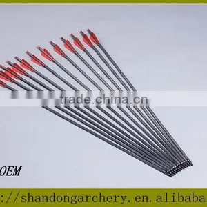 Black Archery Carbon Fiber Hunting Arrows With Replaceable Tips For Compound Bow thumbnail-1