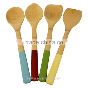 Light Bamboo Kitchen Utensil With Color Handles thumbnail-1