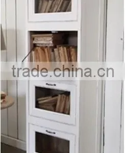 Shabby Chic White Wash Bookcase,Shabby Chic Wooden Bookshelf,Shabby Chic Antique Wooden Book Shelf thumbnail-1