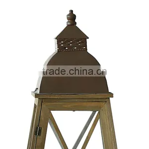 Hurricane Wooden Candle Holder Wooden Lantern With Glass Manufacture of Stylish thumbnail-4