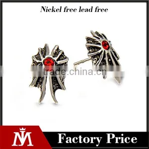 High Quality Casting Stainless Steel Crystal Stud Earring Biker Style for Mens Jewelry thumbnail-1