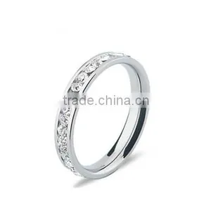 White Cubic Zirconia Eternity 316L Stainless Steel Wedding Band Ring for Lover thumbnail-3