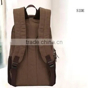 Khaki Vintage Canvas Backpack Wholesale thumbnail-4