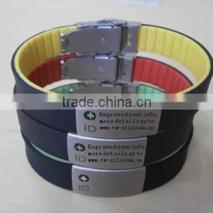 Custom Silicon Bracelet With Engraved id Plate Sports Bracelet thumbnail-3