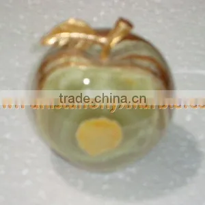 Most Amazing WHOLESALE 2017 NATURAL STONE ONYX APPLE WITH BRASS LEAF HANDICRAFTS thumbnail-1