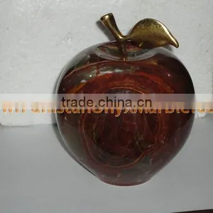 Best Salling PAKISTANI SUPPLIER NICE & SHINE ONYX APPLE WITH BRASS LEAF HANDICRAFTS thumbnail-4