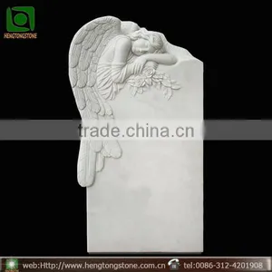Western Style White Marble Angel Carving Monument Headstone thumbnail-1
