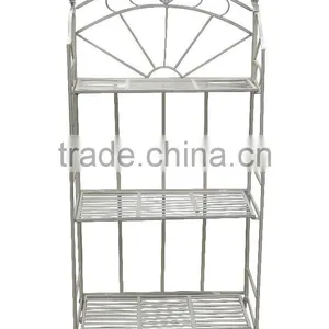 POWERLON White Antique 3-tier Metal Storage Garden Shelf Flower Plant Stand thumbnail-1