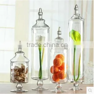 Tall Wedding Table Centerpieces European Goblet Shaped Terarium Glass Jars With Lid thumbnail-1