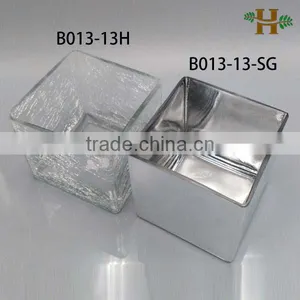Handmade Cubic Crackled Square Vase, Square Candle Holder thumbnail-2
