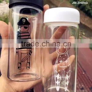 Stocked 10oz Glass Water Bottle With Colorful Lid thumbnail-1