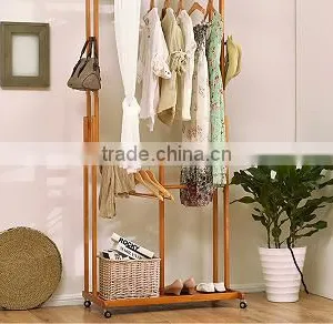 Cabinet Type Wooden Coat Hanger Wooden Clothes Rack for Bedroom thumbnail-2