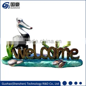 Attractive Welcome Pelican Garden Sign Statue thumbnail-1