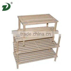 Three-layers Light Wooden Shoe Shelf/Stackable Shoe Rack thumbnail-1