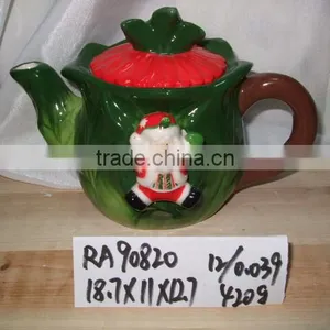 Promotional Santa Shape Christmas Ceramic Tea Pot for Christmas Supply thumbnail-1