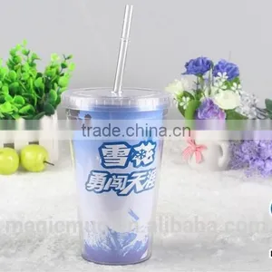 Double Wall pp Plastic Acrylic Insulated Tumbler With Straw and Lid thumbnail-5