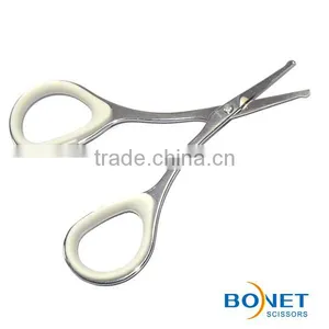 SEM0013 3-1/2'' Mirror Polised Blades Soft Rubber Ring Handle High Quality Round/sharp Point Vibrissa/nose Hair Scissors thumbnail-5