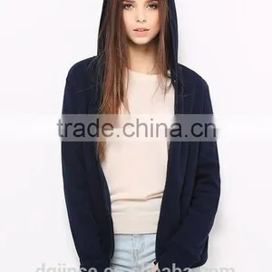 The Winter Ladies Warm Fleece Leisure Wholesale Plain Zip up Flocking to Thicken Custom With Thumb Hole Blank Hoodies for Women thumbnail-1