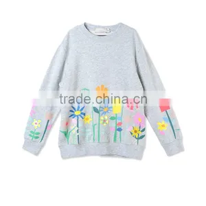 Grey Graphic Flowers Betty Sweatshirt Kid Clothing Wholesle Childern Wear HSs5141 thumbnail-2