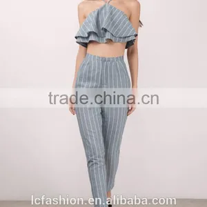 2017 Fashion Crop Top and Pant Style Women Two Piece Set thumbnail-5