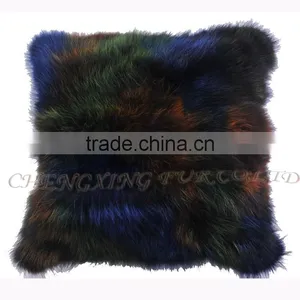 CX-D-107C Cheap Price and High Qaulity Genuine Fox Fur Patchwork Chair/Sofe Cushion Cover thumbnail-3