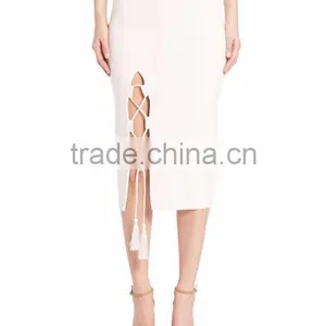 Wholesale Fitness Apparel For Women Wear Plain Dyed Floral Midi Pencil One Pace Package Buttock Solid Knit Skirt thumbnail-3