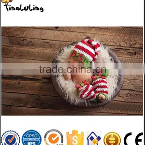 Photography Props Striped Handmade Christmas Elf Long Tail Baby Crochet Hats thumbnail-1