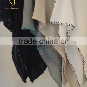 Women Handmade Ribbed Cashmere Poncho Shawl Sale thumbnail-4