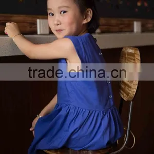 COOL KID ZONE 2016 Sleeveless Modern Cotton Linen Breathable Children Summer Girls Linen Dress thumbnail-6