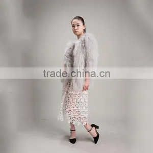 Myfur New Fashion Solid Color Luxury Knitted Raccoon Fur Coat for Women thumbnail-2