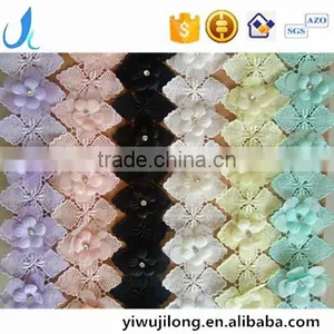 5cm 3D Flower Lace Trim Hand Made Flowers With Bead Garment Accessories thumbnail-1