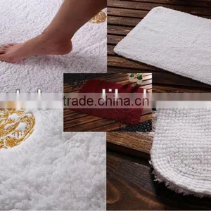 Hotel Antislip White Cotton Bath Rug With Rubber Bottom thumbnail-3