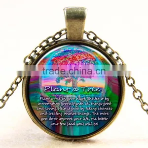 XP-TGN-LT-127 Best Price Mandala Gemstone Life Tree Charm Cabochon Round Glass Antique Time Gem Necklace In Glass thumbnail-2
