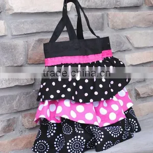 Latest Women Printed Pattern Cotton Tote Bag Beautiful Ruffle Tote Bag thumbnail-3