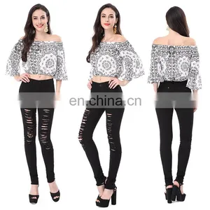 2018 Printing Flower Light Weight Wholesale Ladies Tops thumbnail-5
